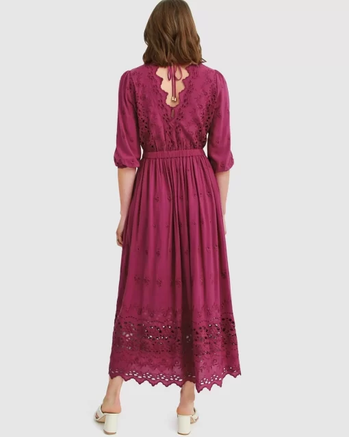 Belle & Bloom All Eyes On Me Midi Dress - Burgundy Sale