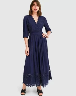 Belle & Bloom All Eyes On Me Midi Dress - Navy Online