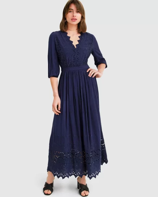 Belle & Bloom All Eyes On Me Midi Dress - Navy Store