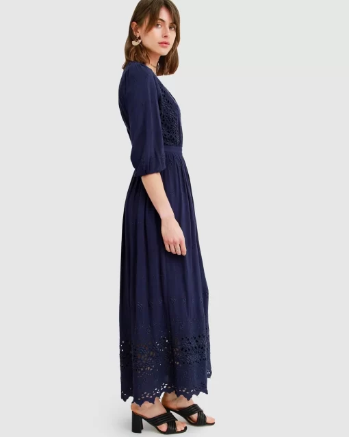 Belle & Bloom All Eyes On Me Midi Dress - Navy Online