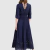 Belle & Bloom All Eyes On Me Midi Dress - Navy Online