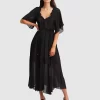 Belle & Bloom Amour Amour Ruffled Midi Dress - Black Cheap