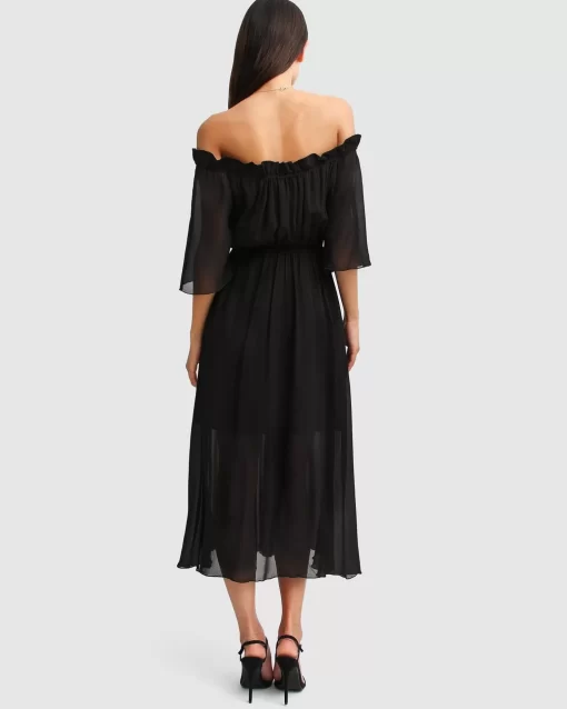 Belle & Bloom Amour Amour Ruffled Midi Dress - Black Online