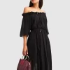 Belle & Bloom Amour Amour Ruffled Midi Dress - Black Online