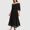 Belle & Bloom Amour Amour Ruffled Midi Dress - Black Cheap