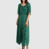 Belle & Bloom Amour Amour Ruffled Midi Dress - Dark Green Hot