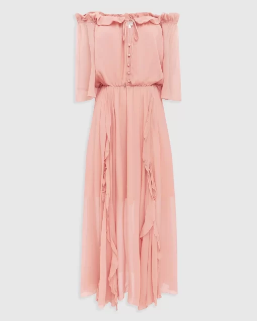 Belle & Bloom Amour Amour Ruffled Midi Dress - Desert Rose Final Sale Cheap