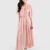 Belle & Bloom Amour Amour Ruffled Midi Dress - Desert Rose Final Sale Cheap