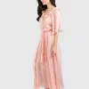 Belle & Bloom Amour Amour Ruffled Midi Dress - Desert Rose Final Sale Cheap