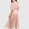 Belle & Bloom Amour Amour Ruffled Midi Dress - Desert Rose Final Sale Cheap