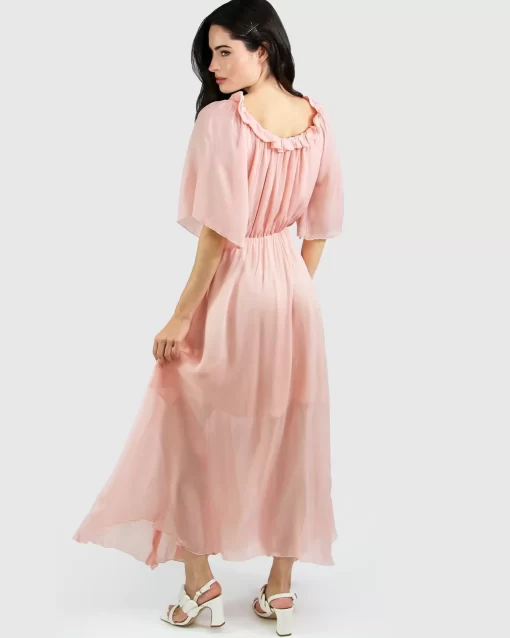 Belle & Bloom Amour Amour Ruffled Midi Dress - Desert Rose Final Sale Cheap