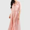 Belle & Bloom Amour Amour Ruffled Midi Dress - Desert Rose Final Sale Store