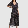 Belle & Bloom Amour Amour Ruffled Midi Dress - Navy Clearance