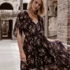 Belle & Bloom Amour Amour Ruffled Midi Dress - Navy Online