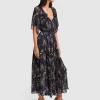 Belle & Bloom Amour Amour Ruffled Midi Dress - Navy Clearance