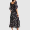 Belle & Bloom Amour Amour Ruffled Midi Dress - Navy Clearance