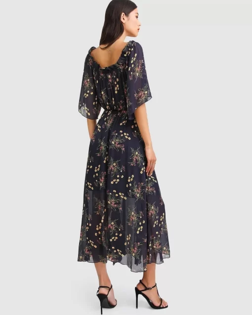 Belle & Bloom Amour Amour Ruffled Midi Dress - Navy Clearance