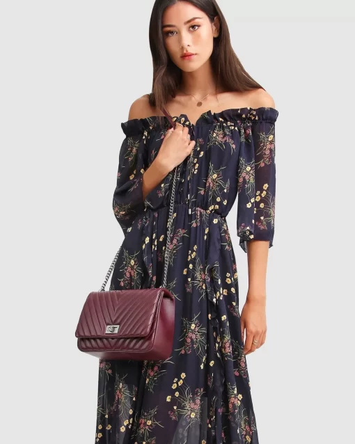 Belle & Bloom Amour Amour Ruffled Midi Dress - Navy Clearance