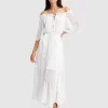 Belle & Bloom Amour Amour Ruffled Midi Dress - White Store