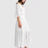 Belle & Bloom Amour Amour Ruffled Midi Dress - White Store