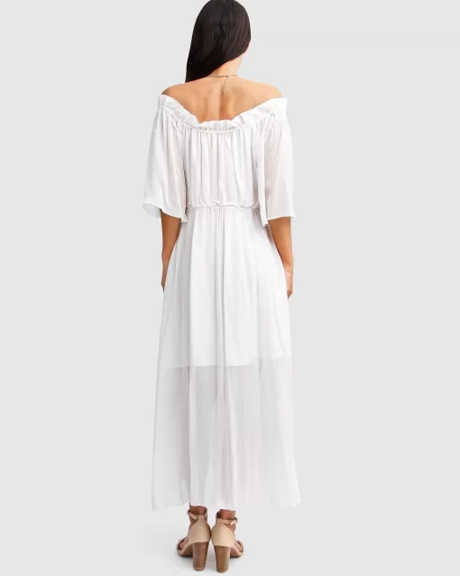 Belle & Bloom Amour Amour Ruffled Midi Dress - White Store