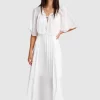 Belle & Bloom Amour Amour Ruffled Midi Dress - White Store