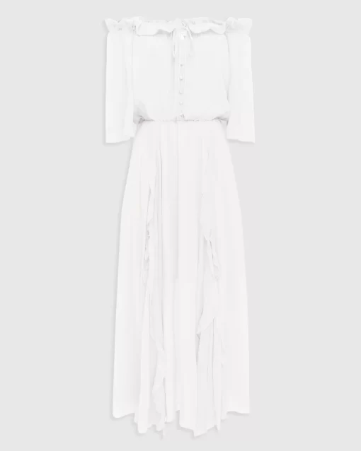 Belle & Bloom Amour Amour Ruffled Midi Dress - White Store