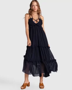 Belle & Bloom As It Was Tiered Midi Dress - Navy Cheap