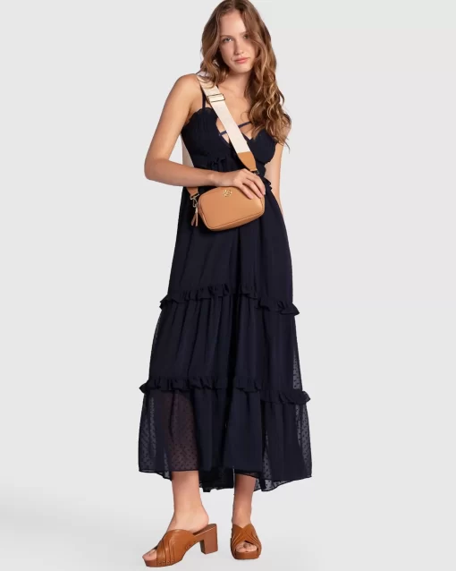 Belle & Bloom As It Was Tiered Midi Dress - Navy Cheap