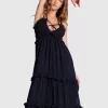 Belle & Bloom As It Was Tiered Midi Dress - Navy Cheap