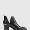 Belle & Bloom Austin Croc Embossed Ankle Boot - Black New