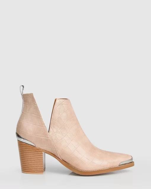 Belle & Bloom Austin Croc Embossed Ankle Boot - Blush Shop