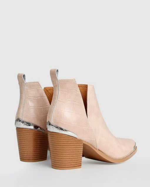 Belle & Bloom Austin Croc Embossed Ankle Boot - Blush Shop