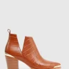 Belle & Bloom Austin Croc Embossed Ankle Boot - Camel Sale