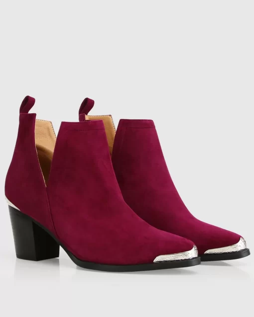 Belle & Bloom Austin Suede Ankle Boot - Merlot Discount