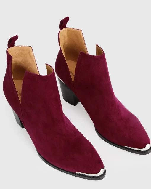 Belle & Bloom Austin Suede Ankle Boot - Merlot Discount