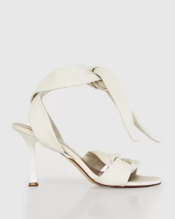 Belle & Bloom Bad Liar Leather Tie Heeled Sandal - Cream Shop