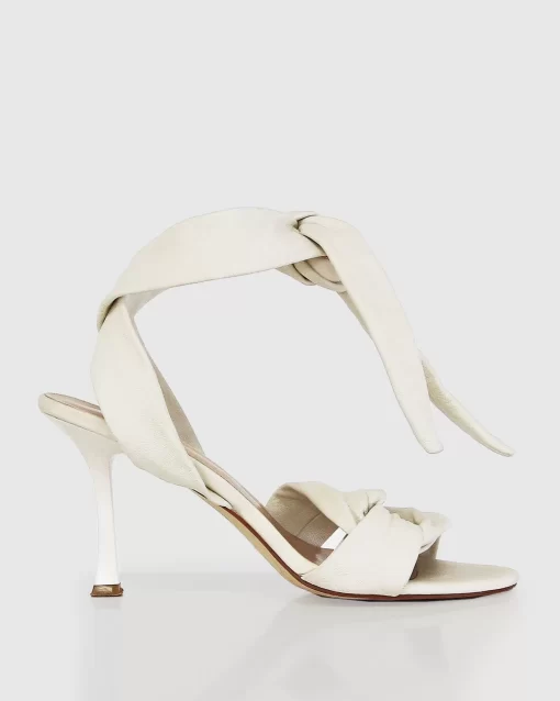 Belle & Bloom Bad Liar Leather Tie Heeled Sandal - Cream Flash Sale