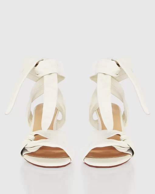 Belle & Bloom Bad Liar Leather Tie Heeled Sandal - Cream Shop