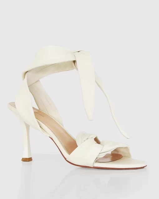 Belle & Bloom Bad Liar Leather Tie Heeled Sandal - Cream Shop