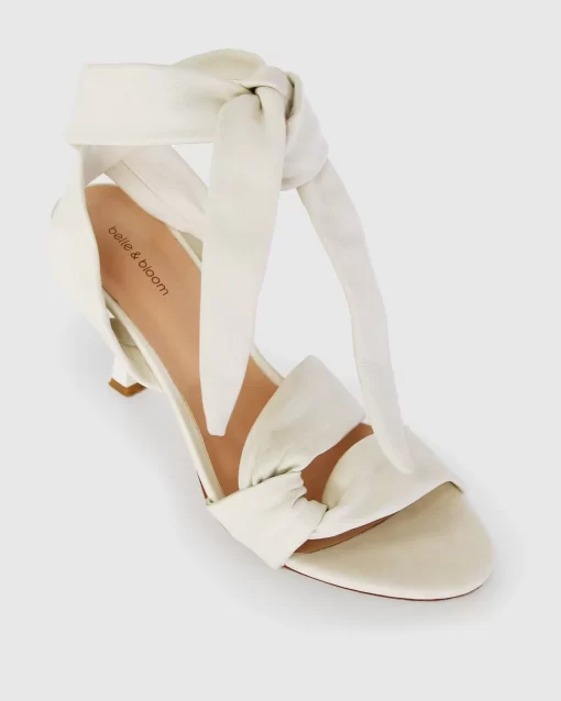 Belle & Bloom Bad Liar Leather Tie Heeled Sandal - Cream Shop