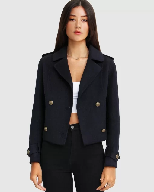 Belle & Bloom Better Off Military Peacoat - Navy Cheap