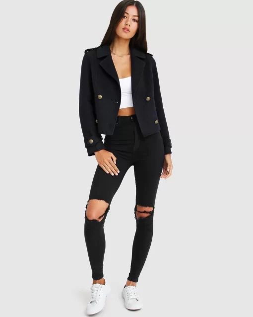 Belle & Bloom Better Off Military Peacoat - Navy Cheap