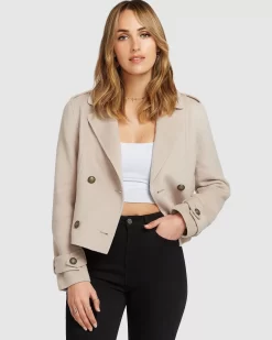 Belle & Bloom Better Off Military Peacoat - Sand Flash Sale