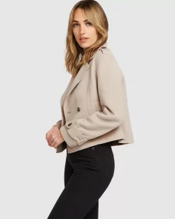 Belle & Bloom Better Off Military Peacoat - Sand Flash Sale