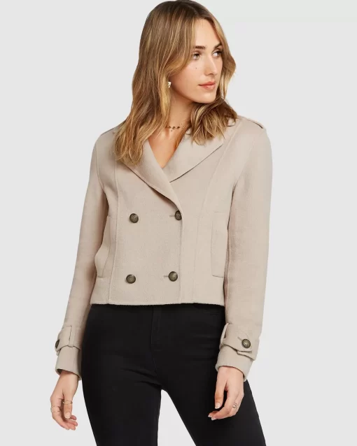 Belle & Bloom Better Off Military Peacoat - Sand Flash Sale