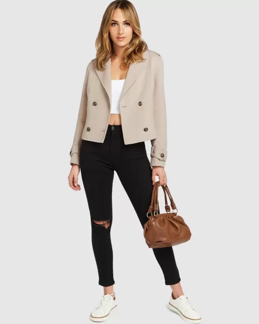 Belle & Bloom Better Off Military Peacoat - Sand Flash Sale