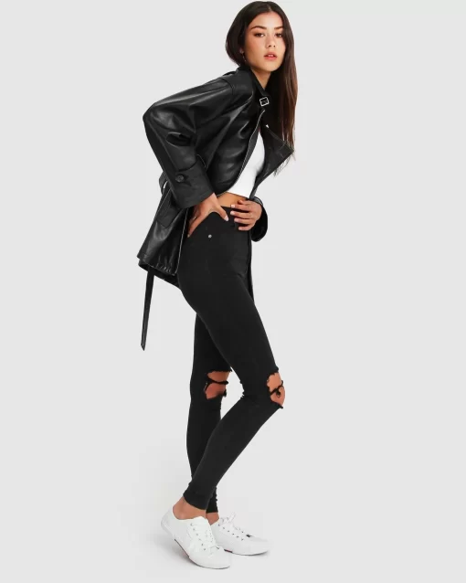 Belle & Bloom Bff Belted Leather Jacket Outlet