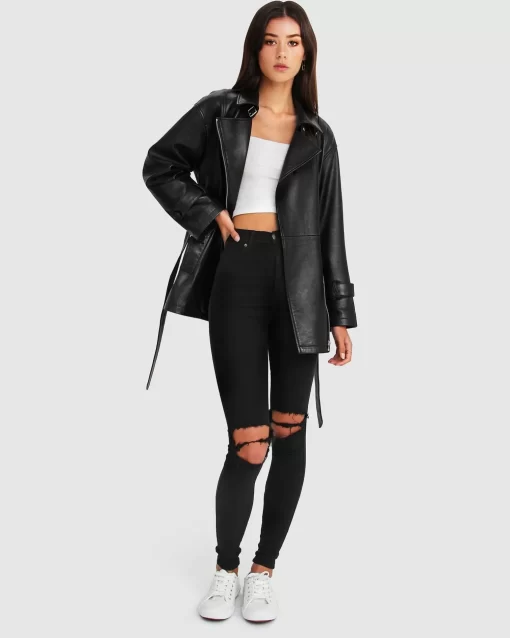 Belle & Bloom Bff Belted Leather Jacket Outlet