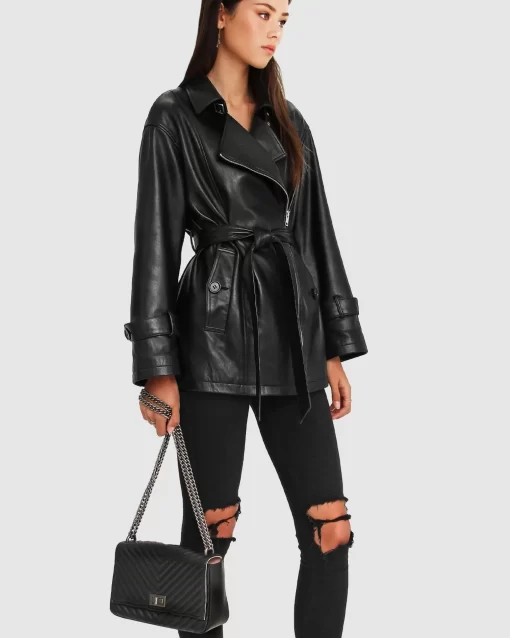 Belle & Bloom Bff Belted Leather Jacket Outlet